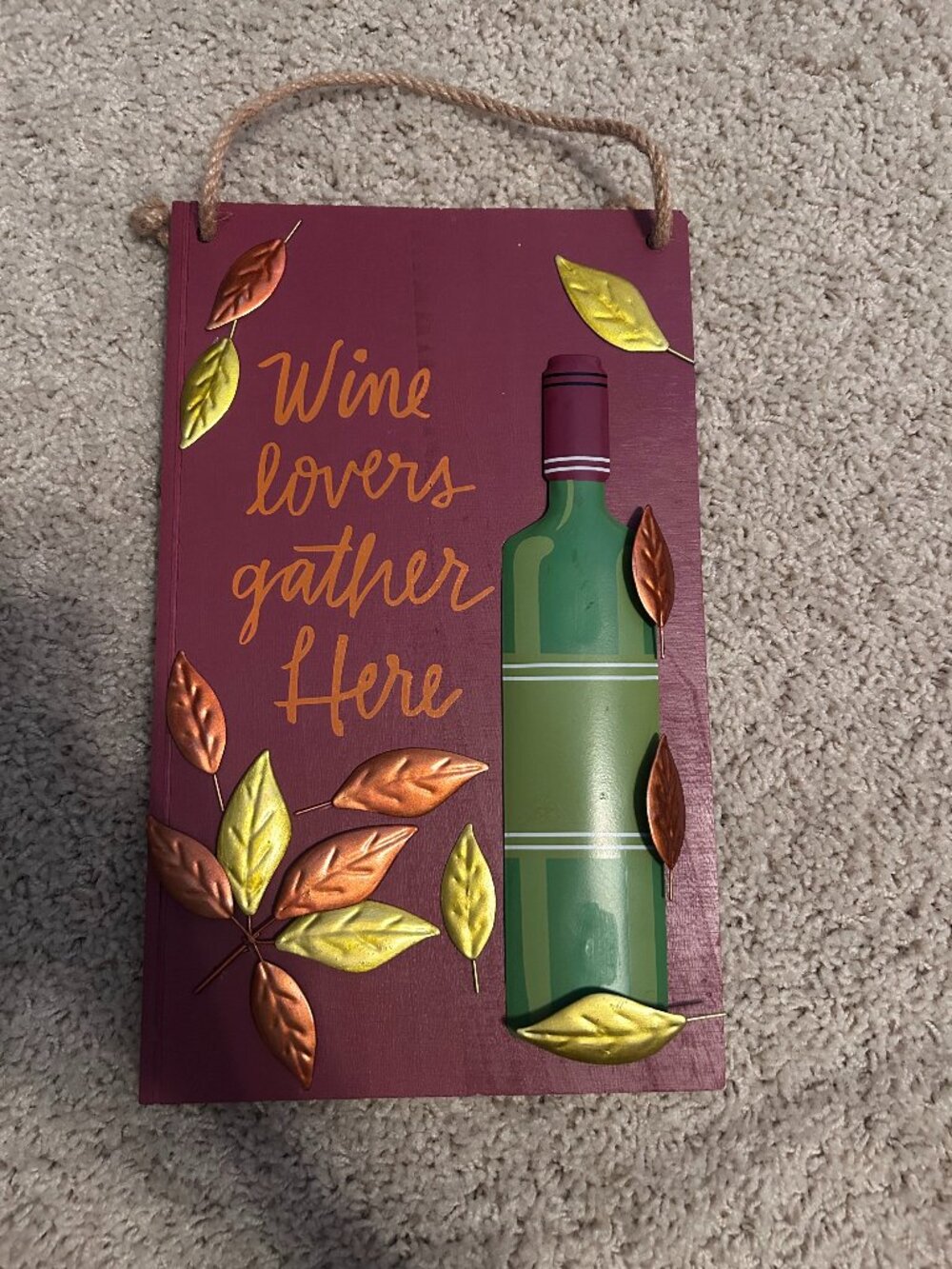 "Wine Lovers Gather Here" Hanging Wall Decor